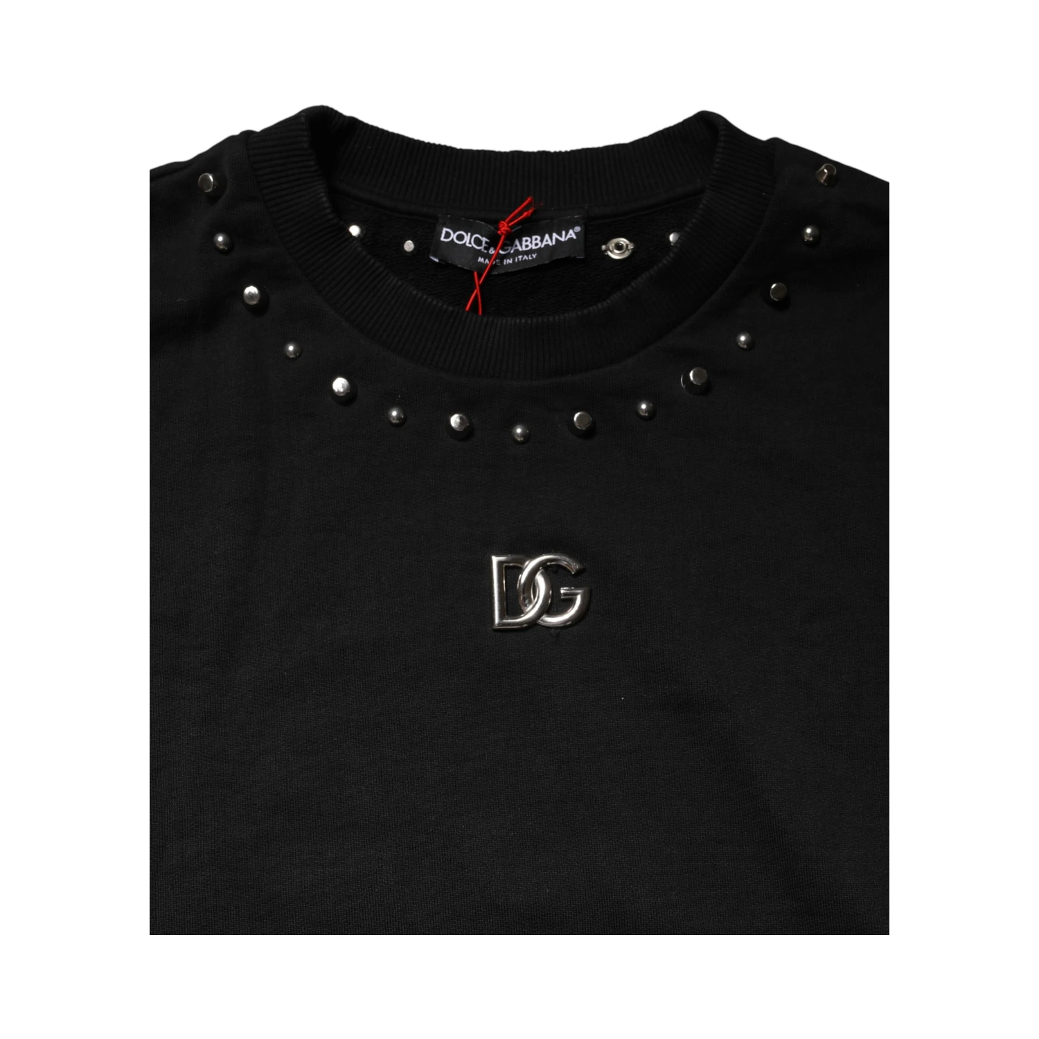 Black Embellished Cotton Sweatshirt Sweater