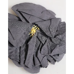 Gray Floral Motif Silk Blend Poplin Fabric Bar Pin  Brooch