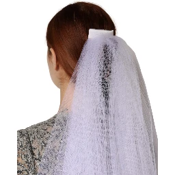 White Floral Lace Nylon Floor Length Long Wedding Veil