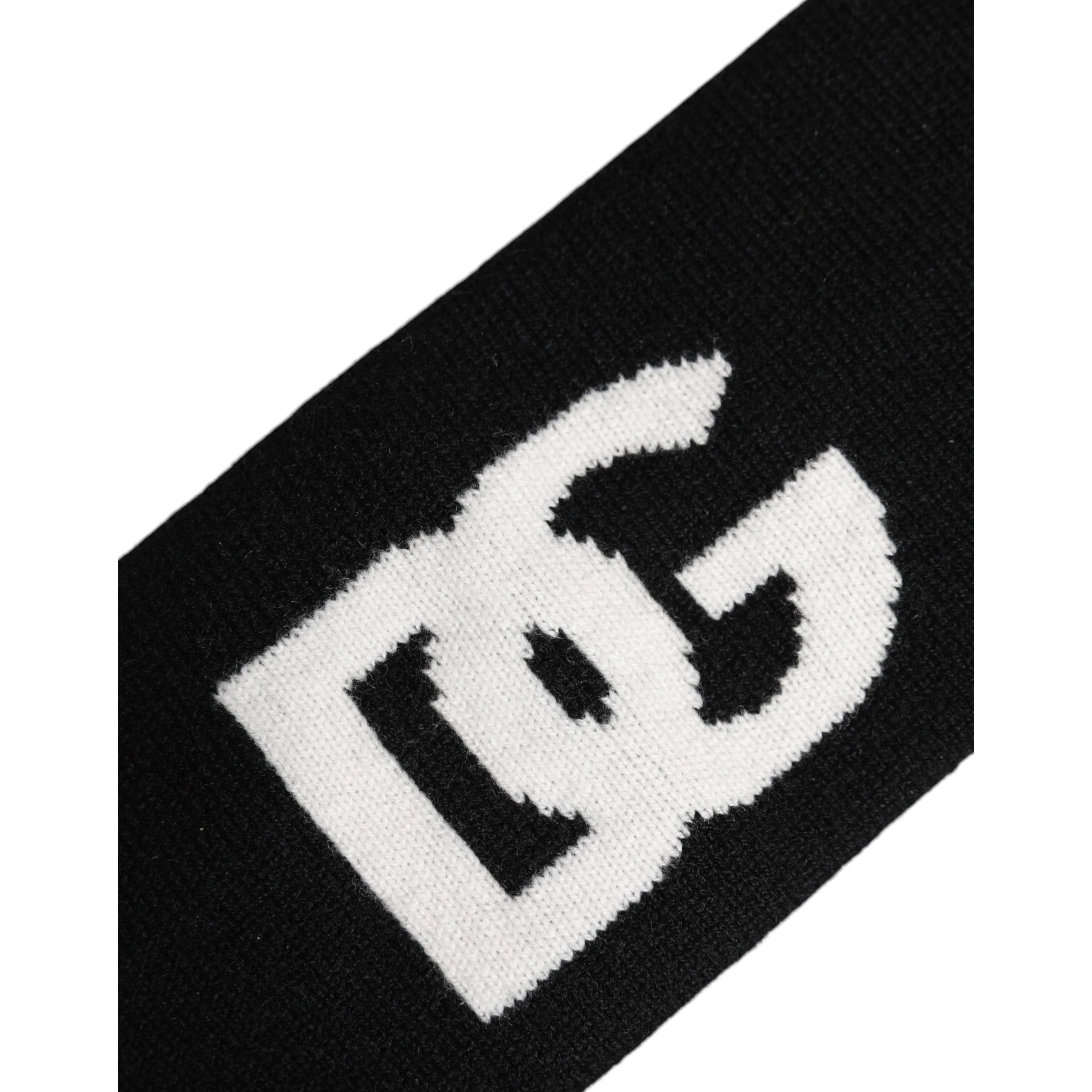 Men Black White Cashmere Logo Head Band Hat