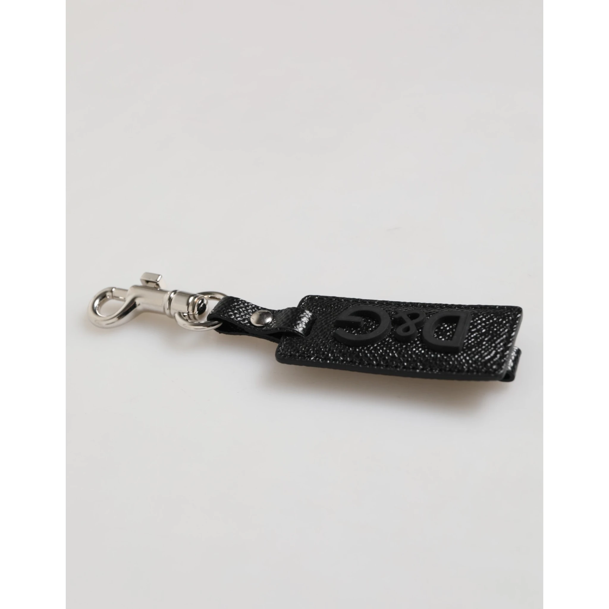 Black DG Logo Leather Silver Metal Keyring Men Keychain