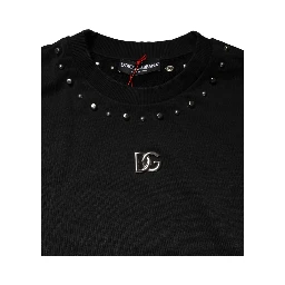 Black Embellished Cotton Sweatshirt Sweater