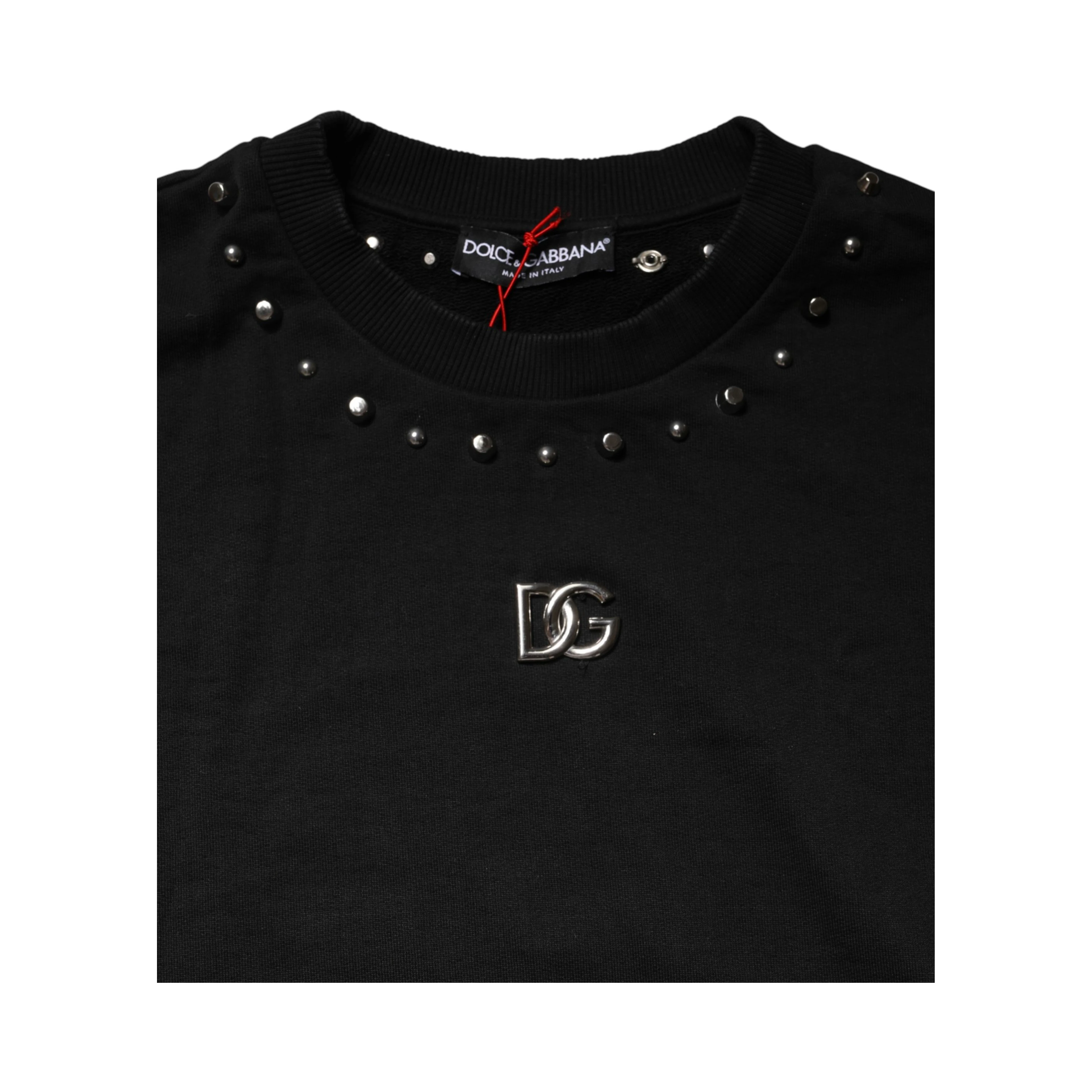 Black Embellished Cotton Sweatshirt Sweater