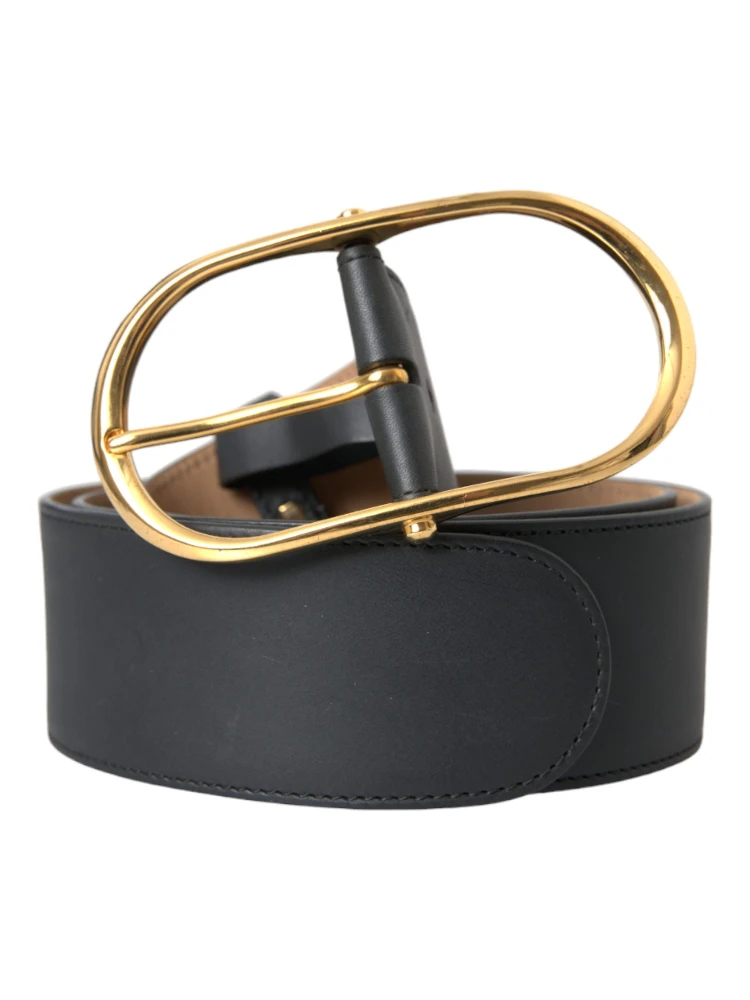 Black Leather Classic Metal Oval Buckle Belt alternative