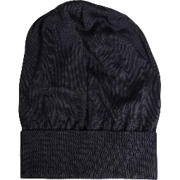 Black Solid Wool Knitted Winter Beanie Cap Hat