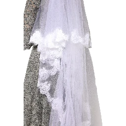 White Floral Lace Nylon Floor Length Long Wedding Veil