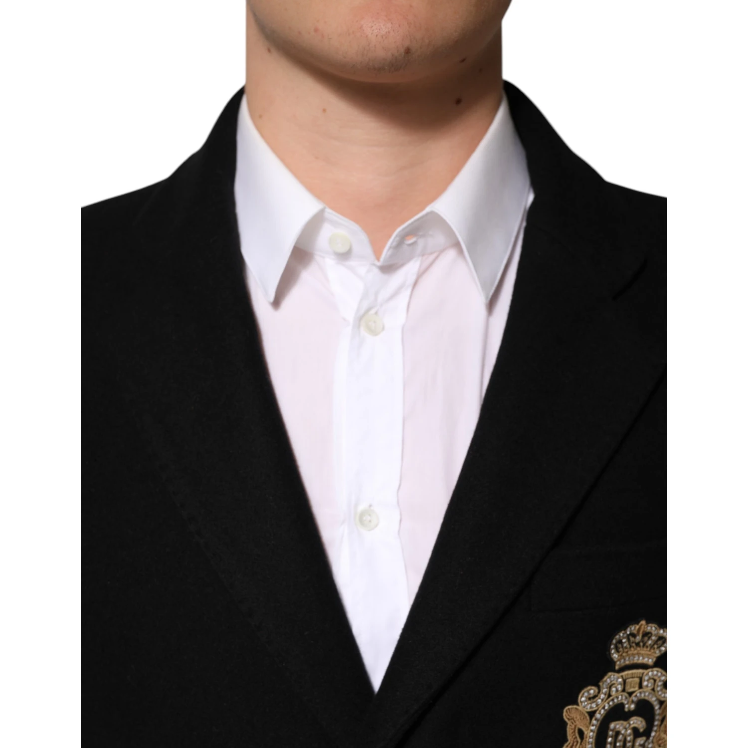 Black Heraldic Patch Single Breasted Blazer Jacket