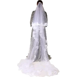 White Floral Lace Nylon Floor Length Long Wedding Veil
