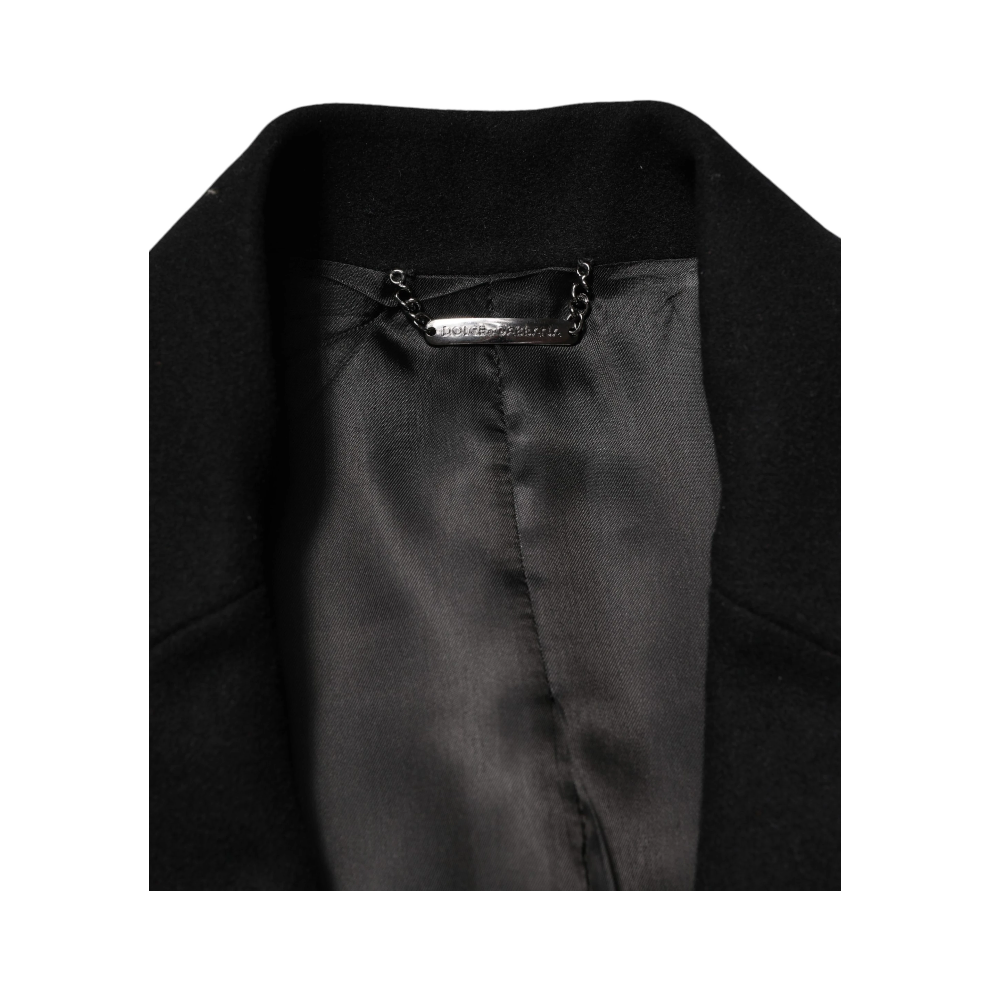 Black Heraldic Patch Single Breasted Blazer Jacket