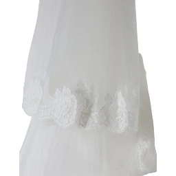 White Floral Lace Nylon Floor Length Long Wedding Veil