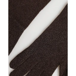 Brown Cashmere Knitted Elbow Length Mitten Gloves
