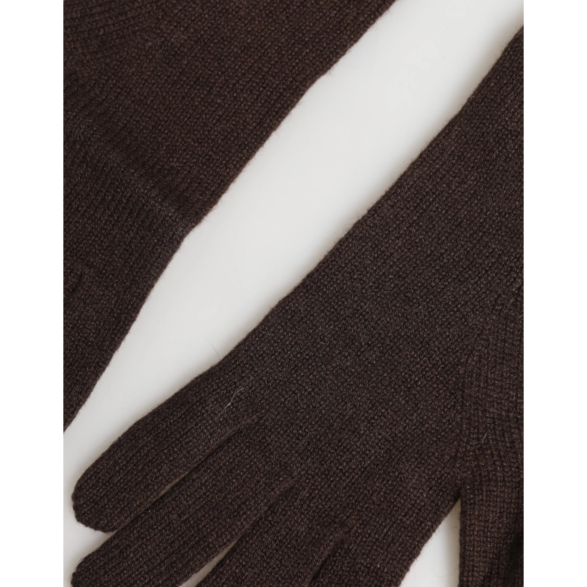 Brown Cashmere Knitted Elbow Length Mitten Gloves