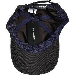 Men Black Cotton 6 Panels Baseball Cap Hat