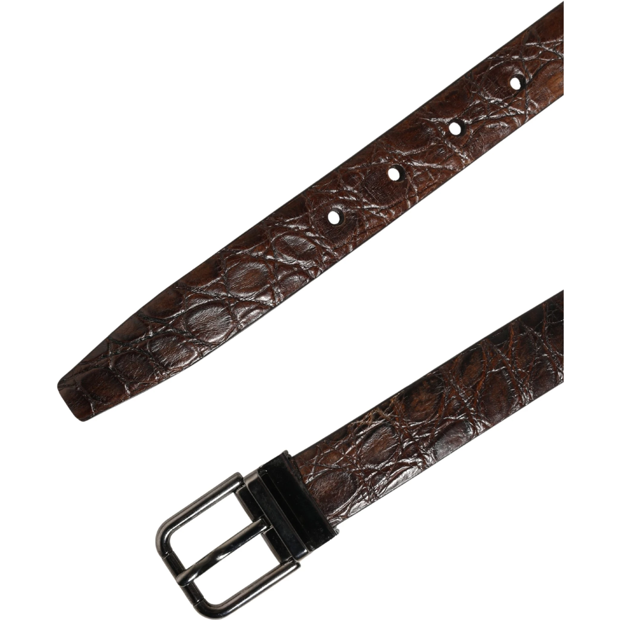 Brown Leather Silver Tone Metal Buckle Belt