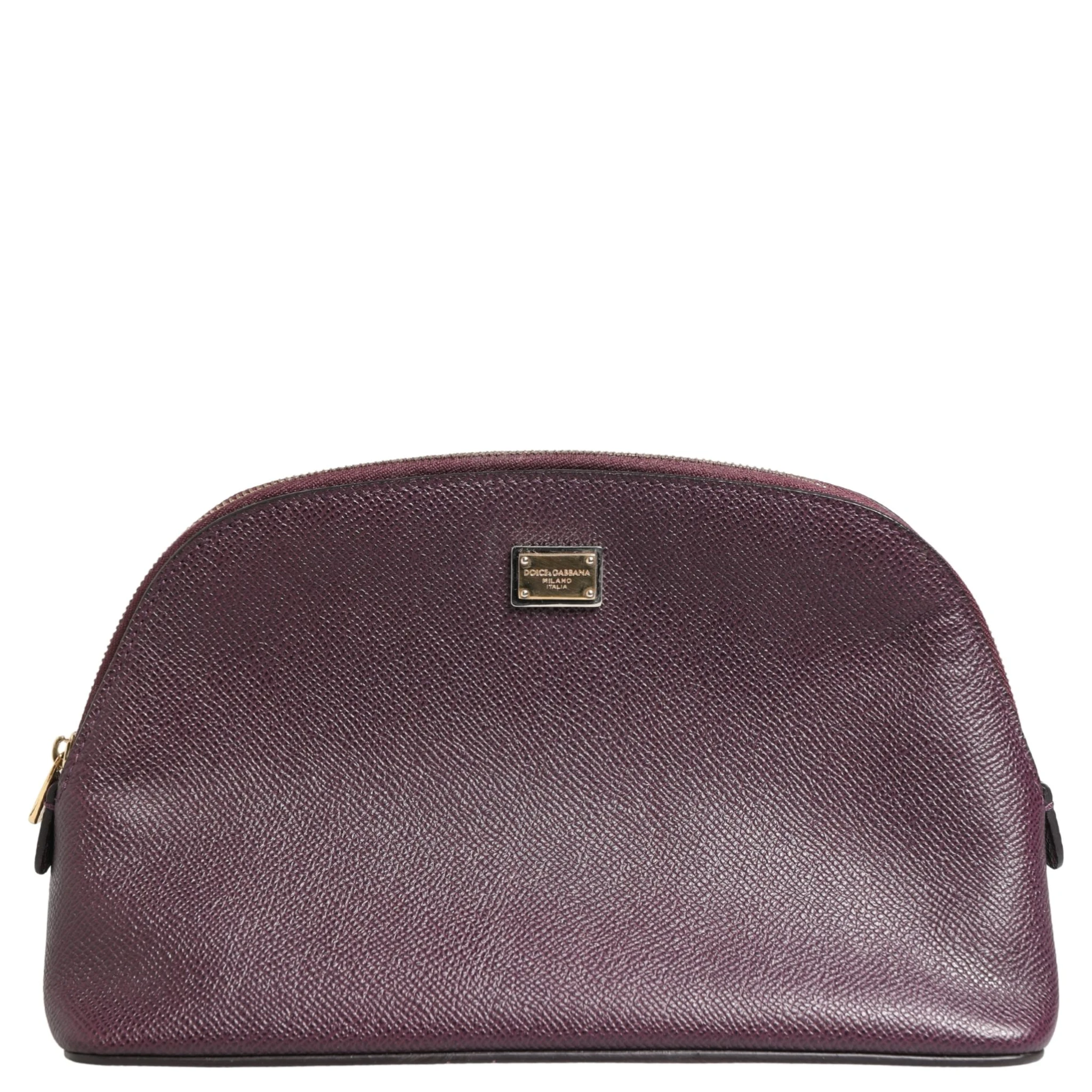 Dark Purple Leather DG Logo Zip Around Hand Purse Wallet