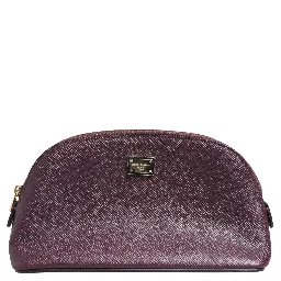 Dark Purple Leather DG Logo Zip Around Hand Purse Wallet