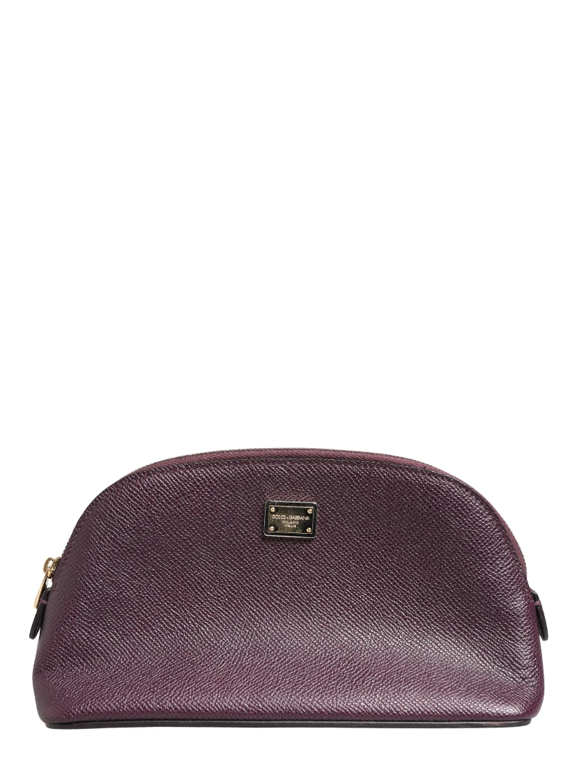 Dark Purple Leather DG Logo Zip Around Hand Purse Wallet
