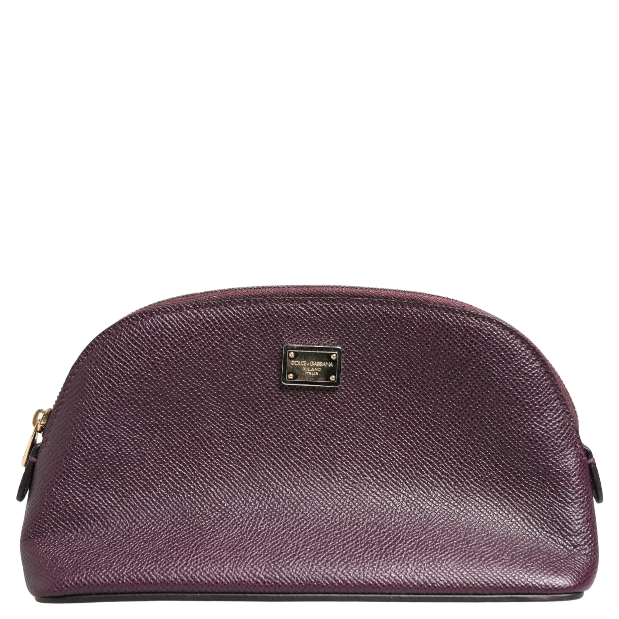 Dark Purple Leather DG Logo Zip Around Hand Purse Wallet