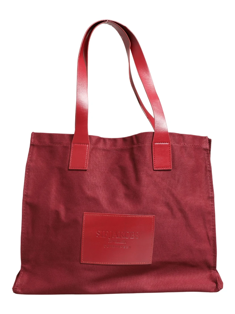 Burgundy Cotton Canvas Shopping Tote Women Borse  Jewellery Bag