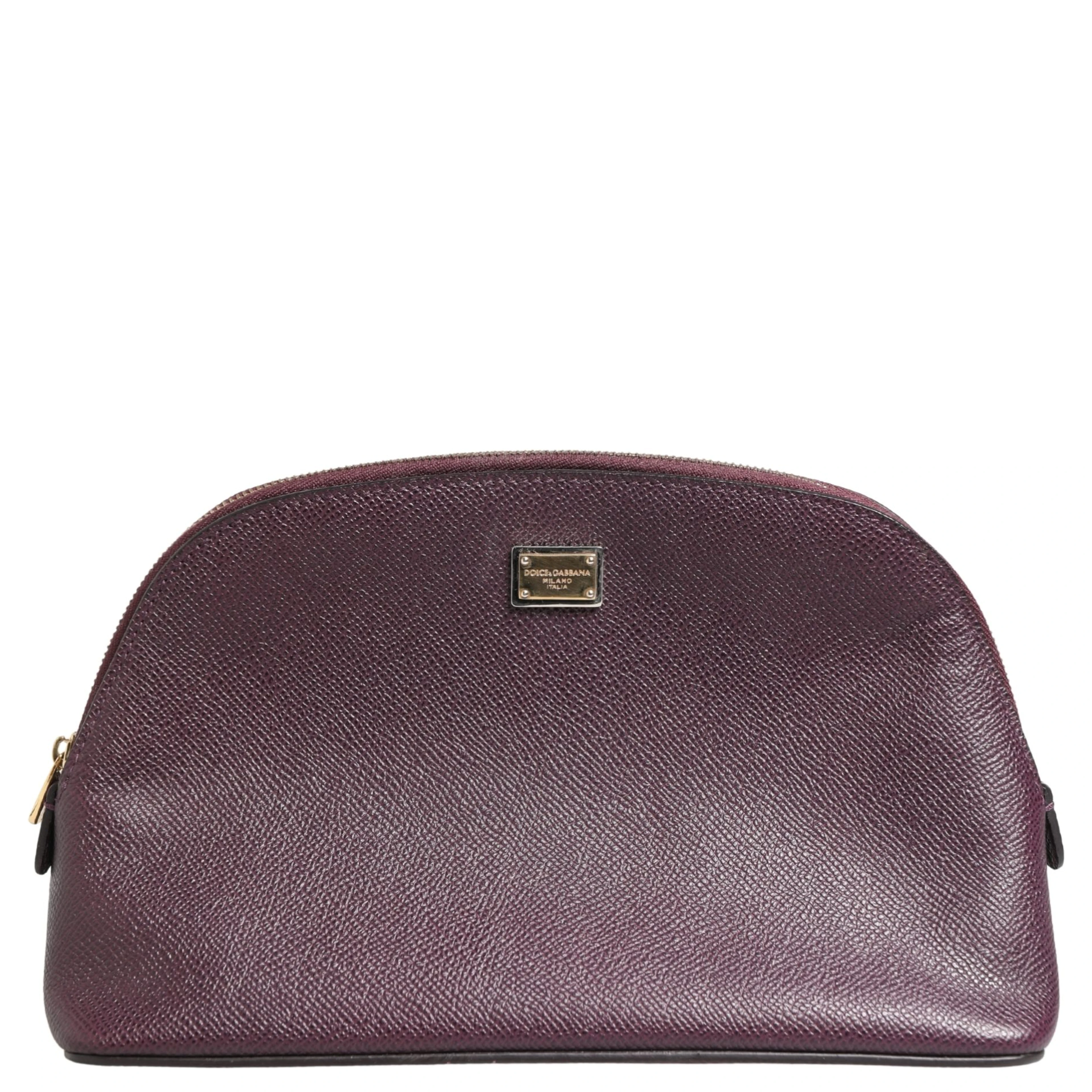 Dark Purple Leather DG Logo Zip Around Hand Purse Wallet
