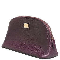 Dark Purple Leather DG Logo Zip Around Hand Purse Wallet