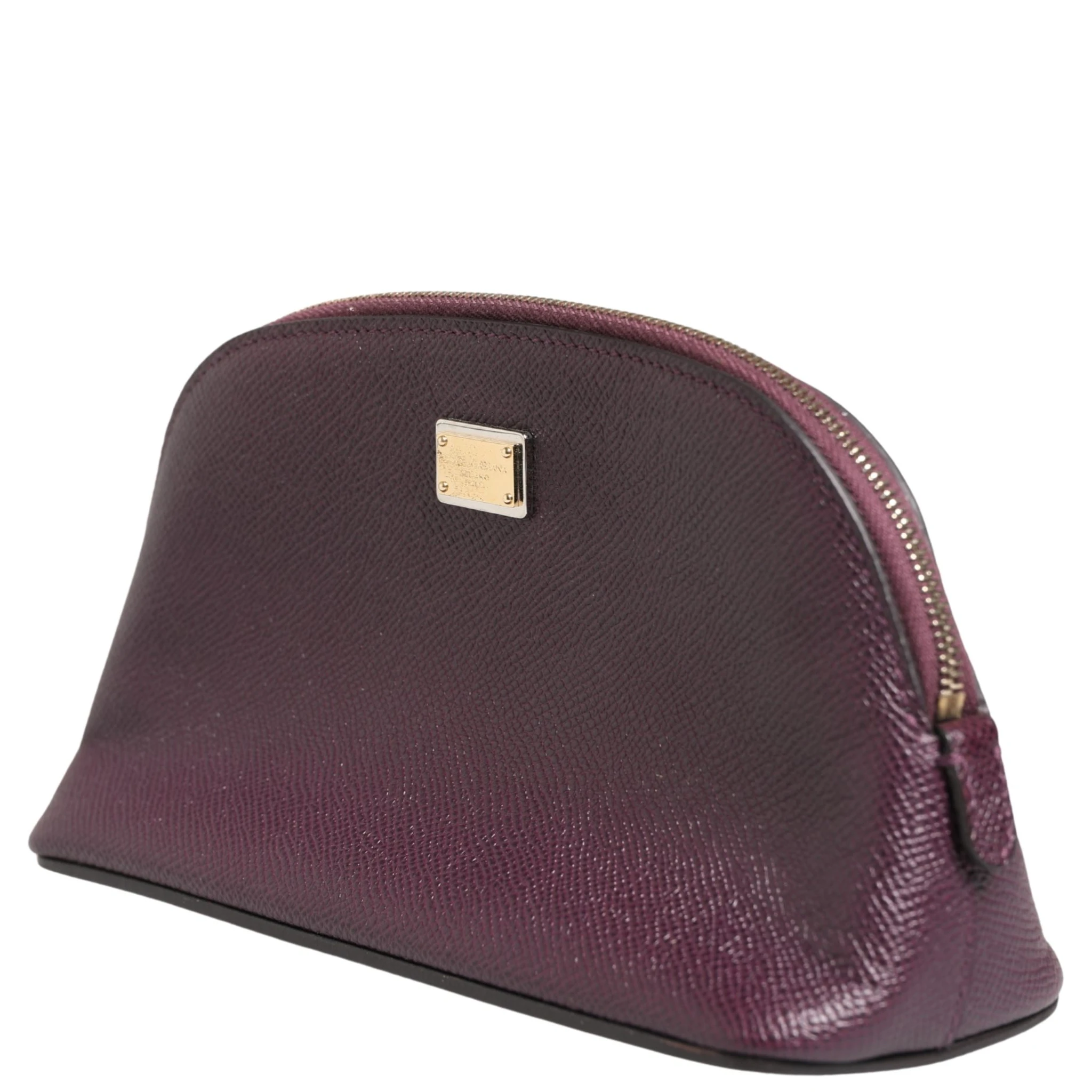 Dark Purple Leather DG Logo Zip Around Hand Purse Wallet