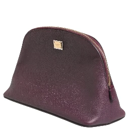 Dark Purple Leather DG Logo Zip Around Hand Purse Wallet