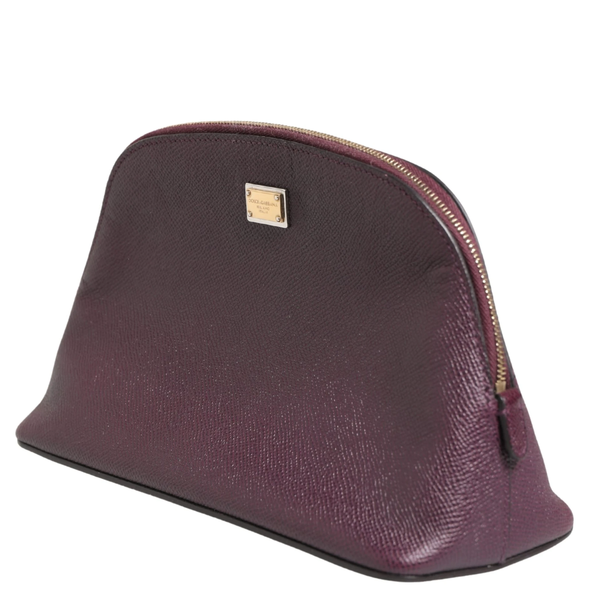 Dark Purple Leather DG Logo Zip Around Hand Purse Wallet