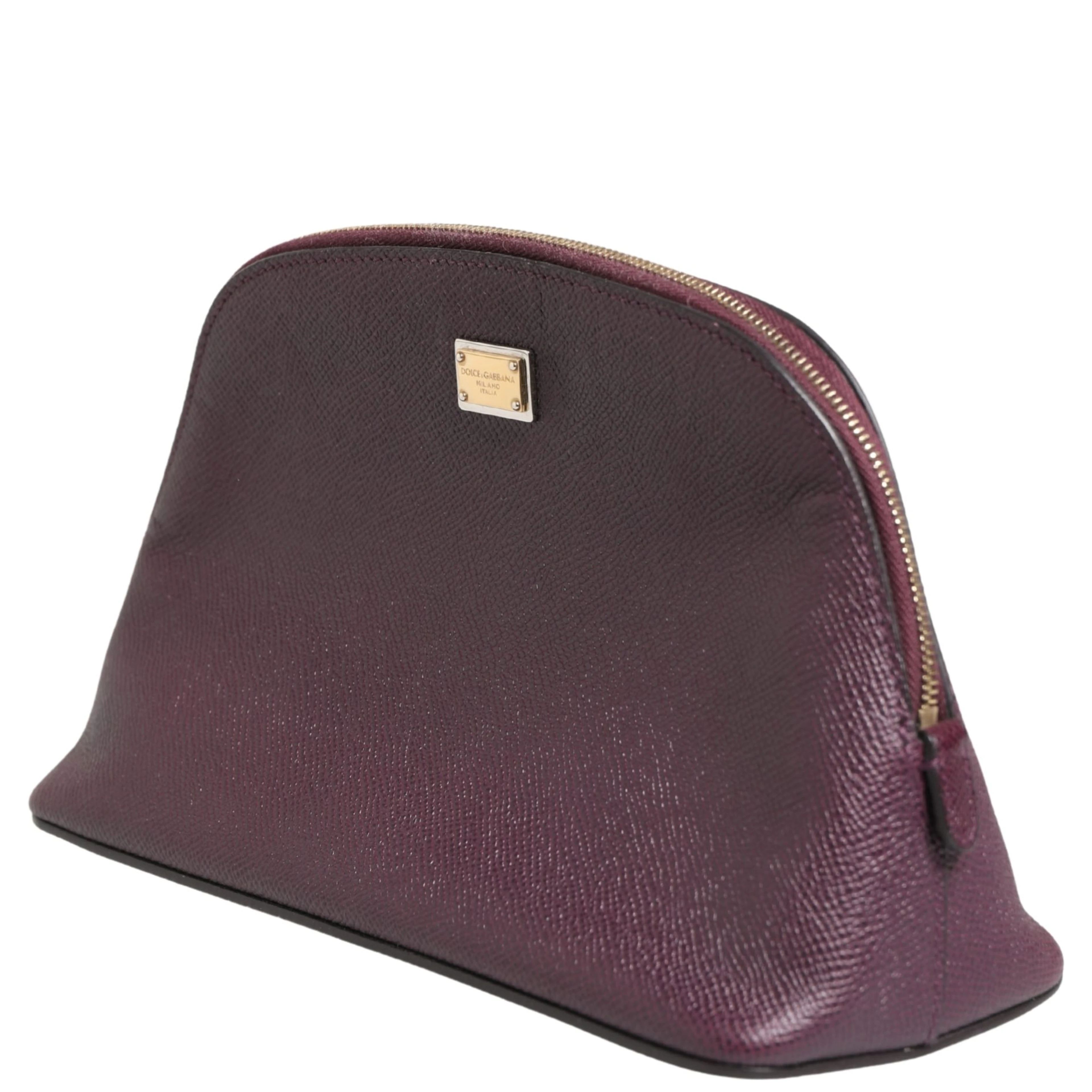 Dark Purple Leather DG Logo Zip Around Hand Purse Wallet