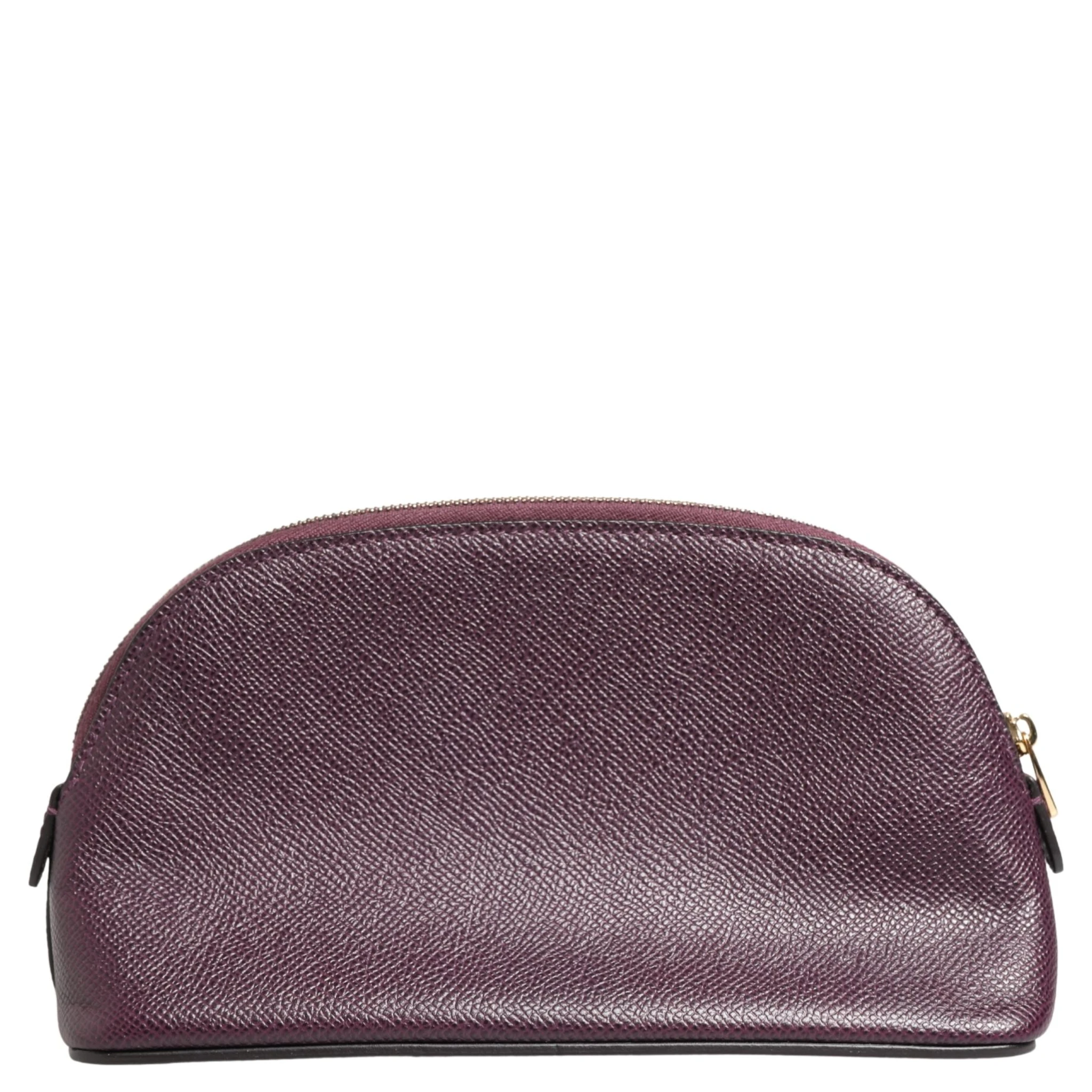 Dark Purple Leather DG Logo Zip Around Hand Purse Wallet