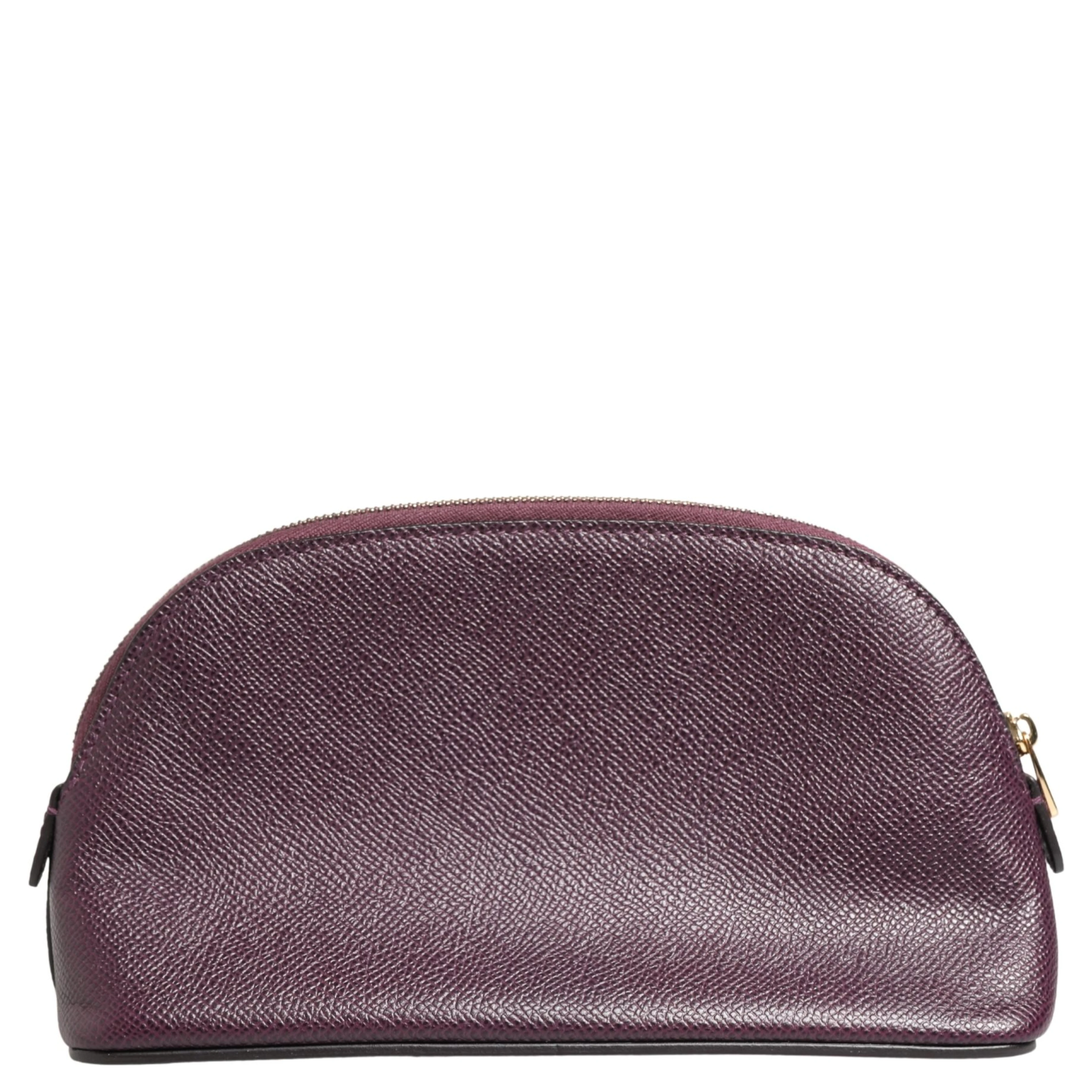 Dark Purple Leather DG Logo Zip Around Hand Purse Wallet