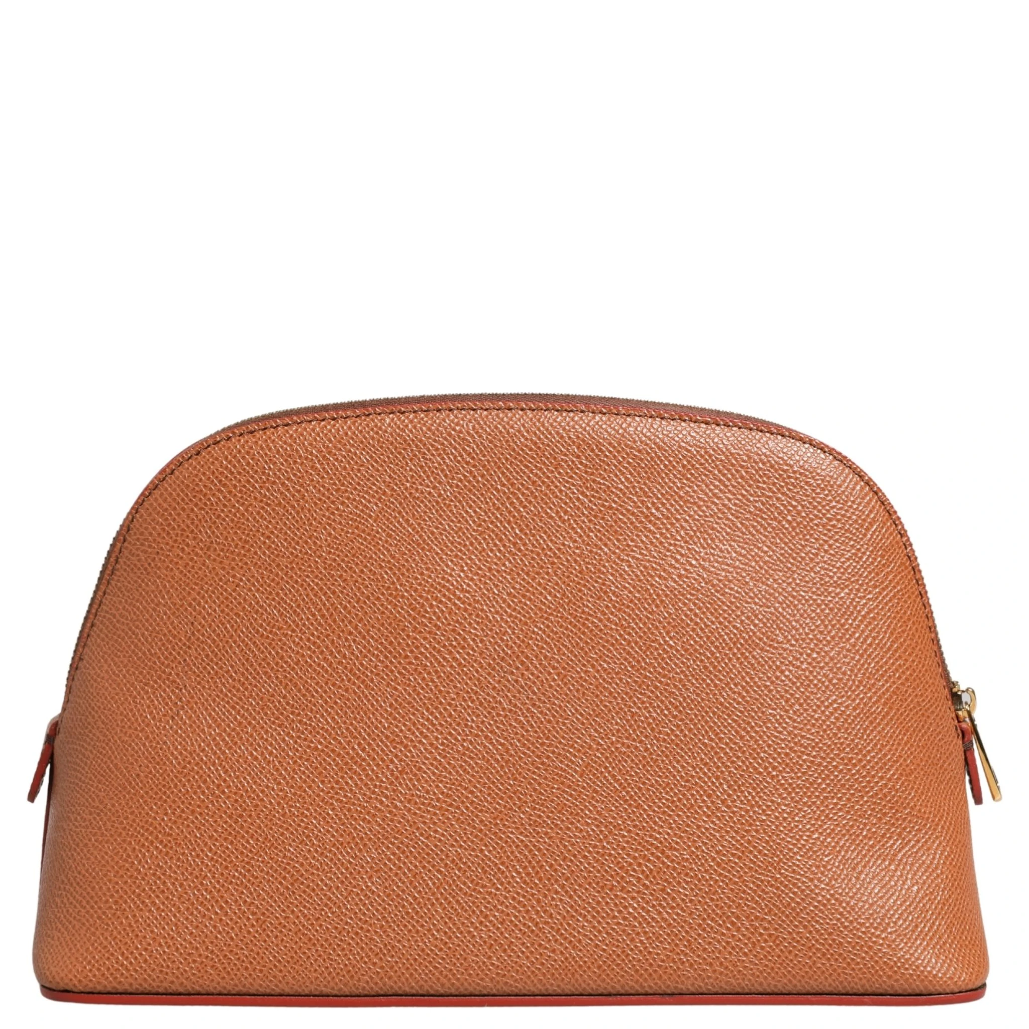 Orange Beige Leather DG Logo Zip Around Hand Purse Wallet