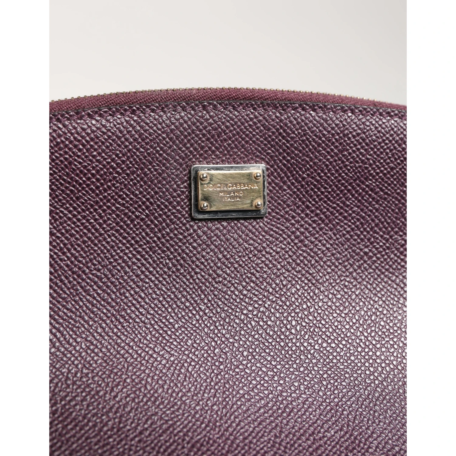 Dark Purple Leather DG Logo Zip Around Hand Purse Wallet