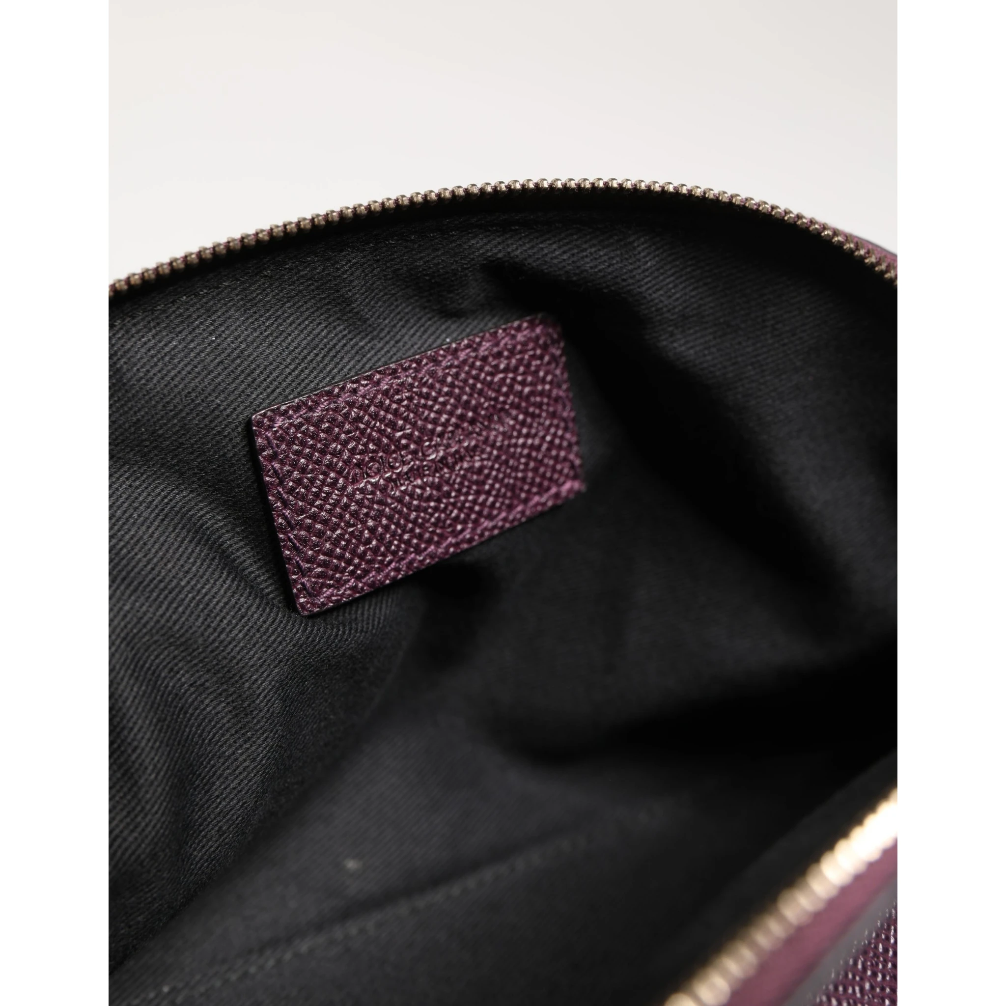 Dark Purple Leather DG Logo Zip Around Hand Purse Wallet