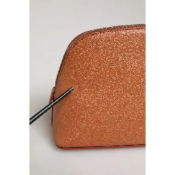 Orange Beige Leather DG Logo Zip Around Hand Purse Wallet