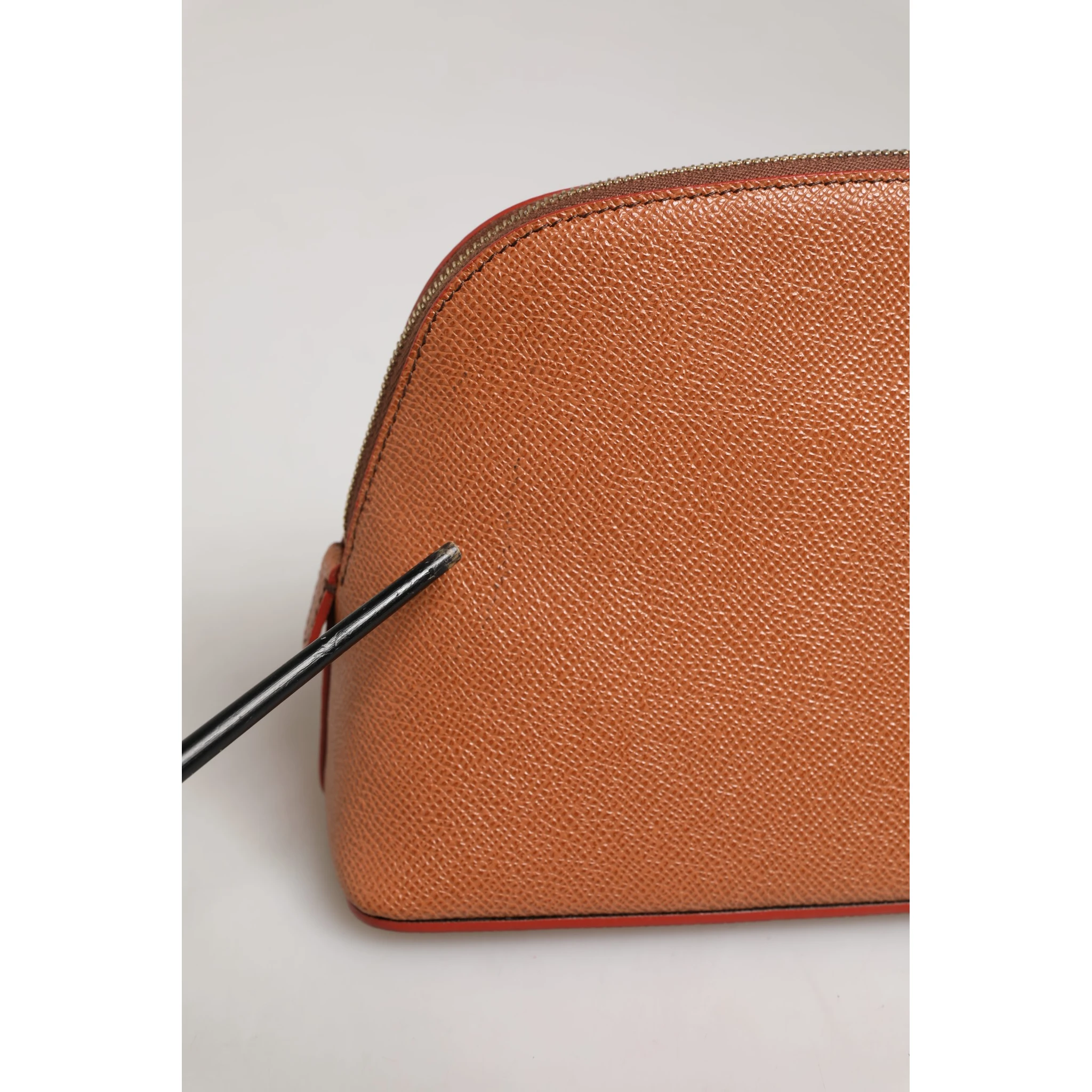 Orange Beige Leather DG Logo Zip Around Hand Purse Wallet