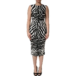 Black White Zebra Cady Calf Length Dress