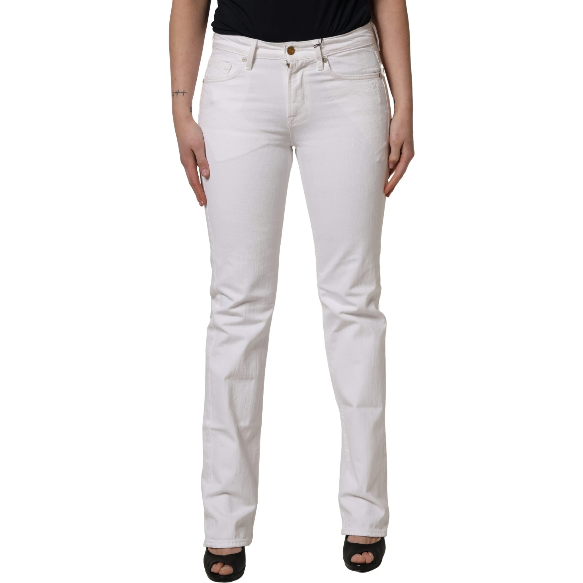 White Mid Waisted Skinny Denim Trouser Jeans