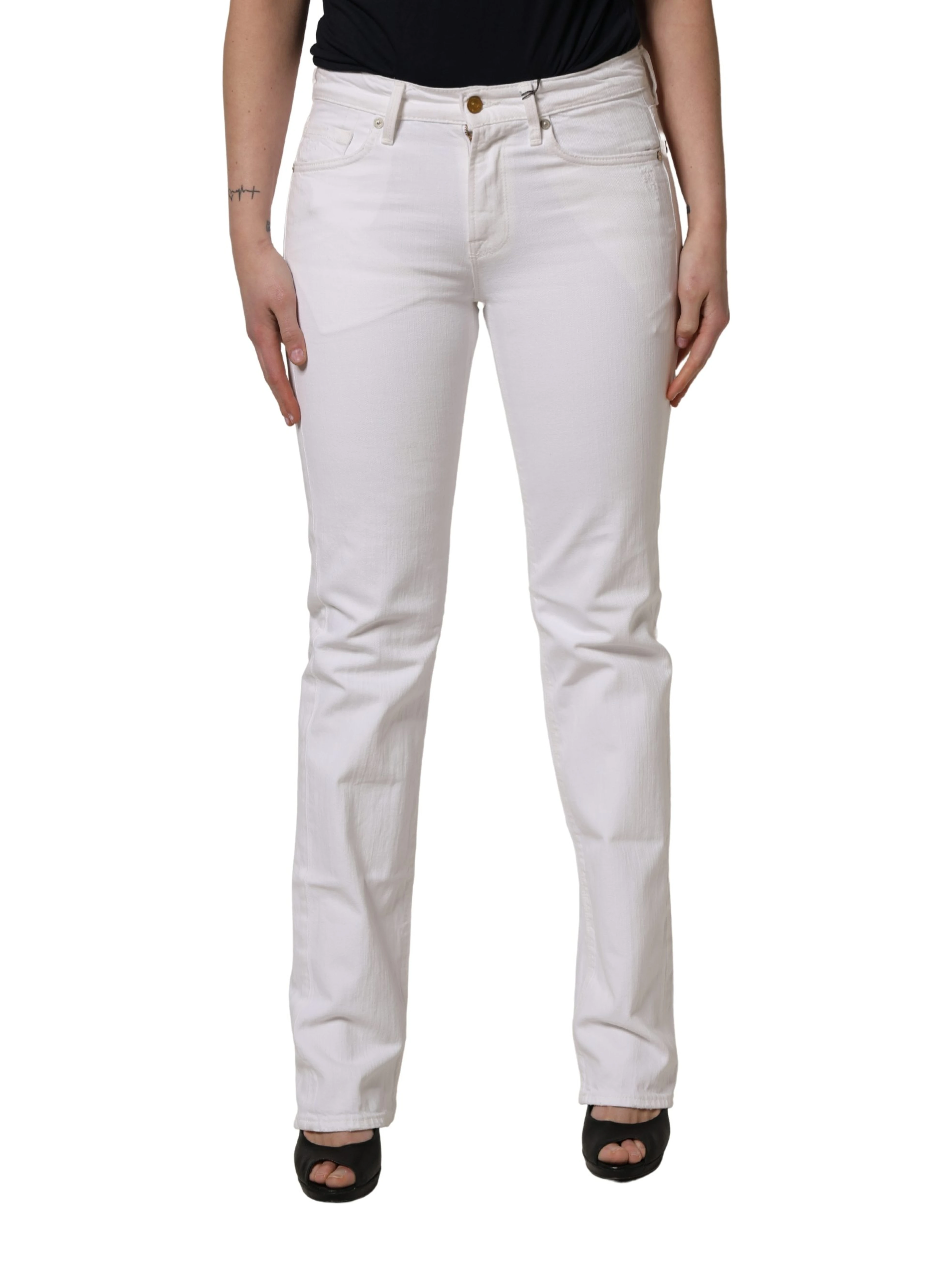 White Mid Waisted Skinny Denim Trouser Jeans