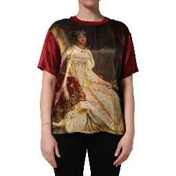 Maroon Royal Crown Dress Queen Painting Silk  T-shirt
