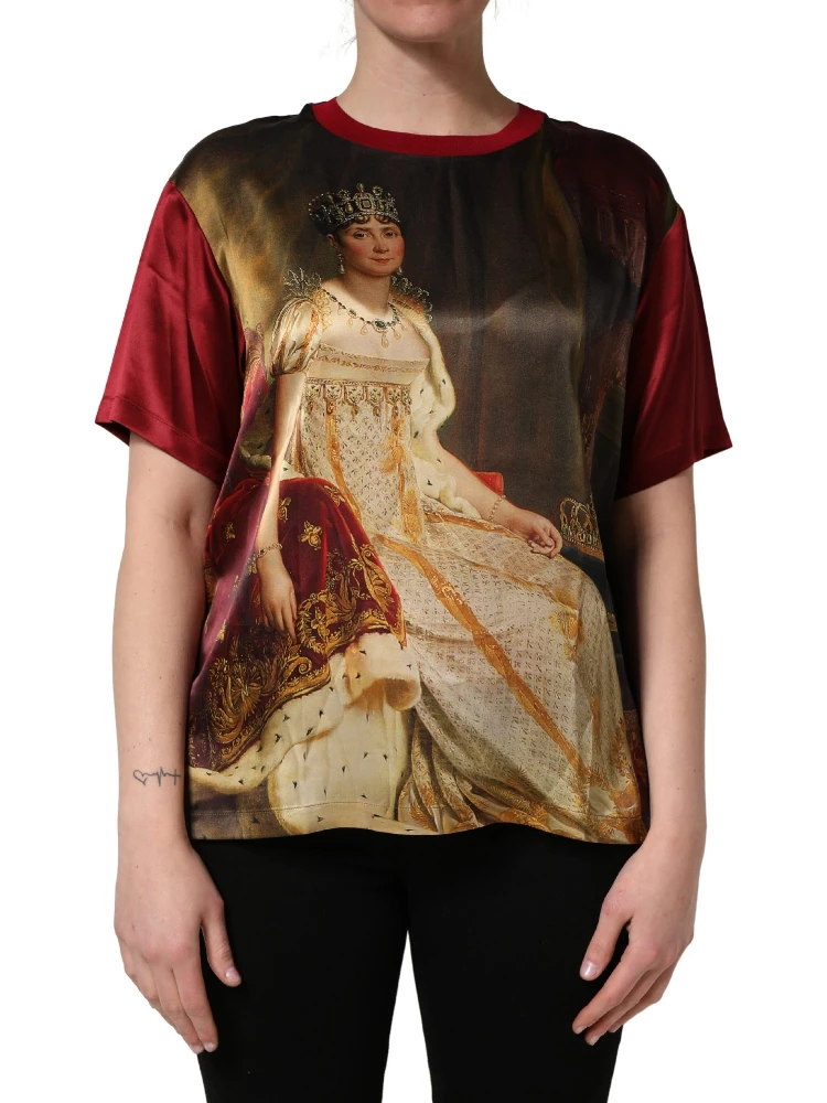 Maroon Royal Crown Dress Queen Painting Silk  T-shirt alternative