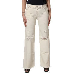 Mid Waisted Bootcut Tattered Denim Trouser Jeans