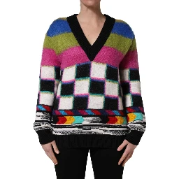 Multicolor Stripes V-neck Pullover Sweater