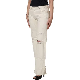 Mid Waisted Bootcut Tattered Denim Trouser Jeans