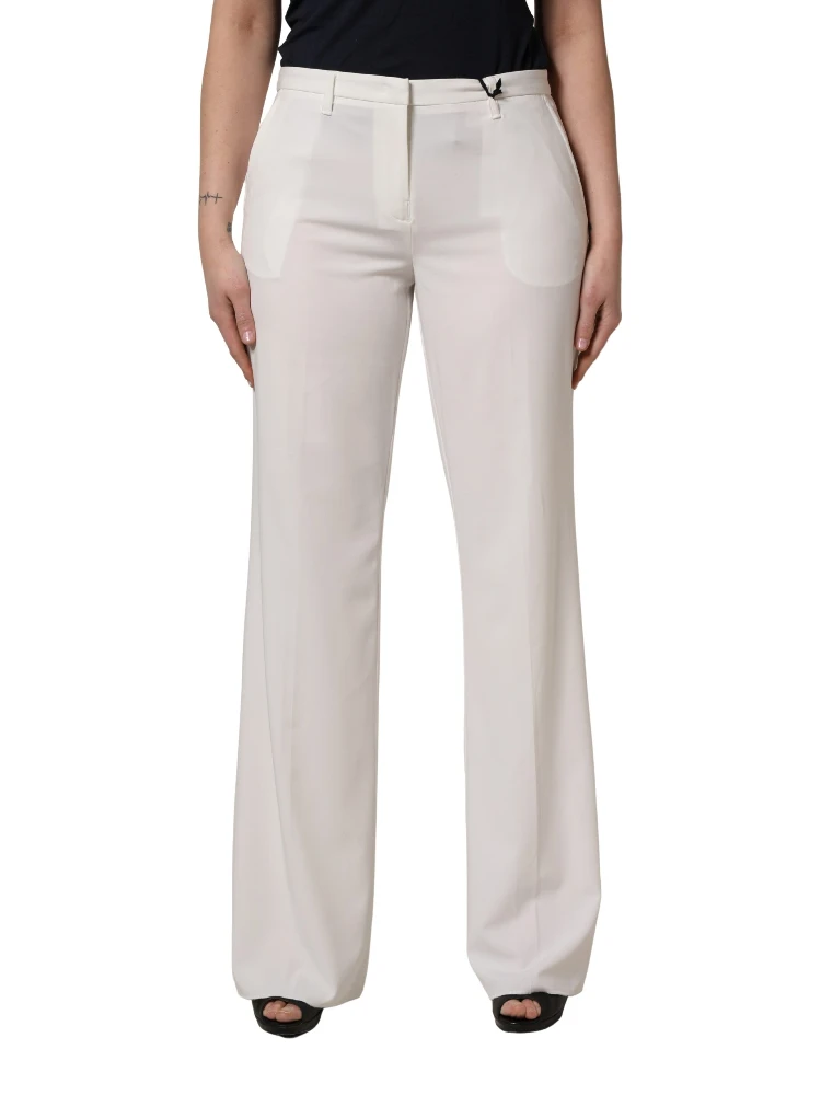 White Mid Waisted Wide Leg Chino Women Trouser Pants alternative
