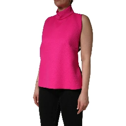 Hot Pink Wool Backless Sleeveless Tank Top