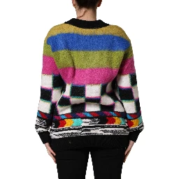 Multicolor Stripes V-neck Pullover Sweater