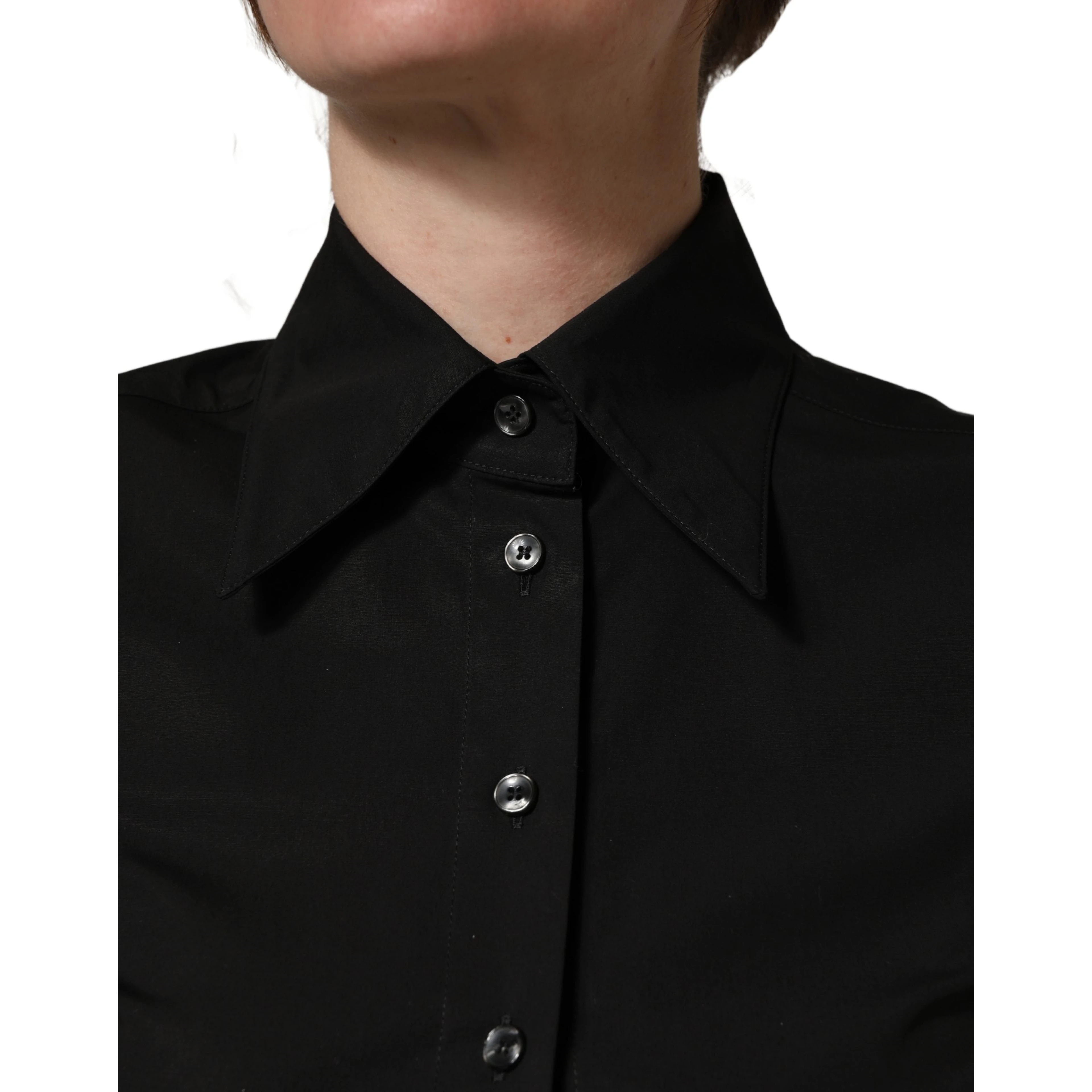 Black Cotton Sleeveless Collared Blouse Top