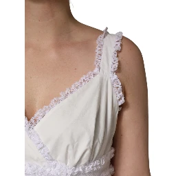 White Cotton Sleeveless Lace Maxi Dress