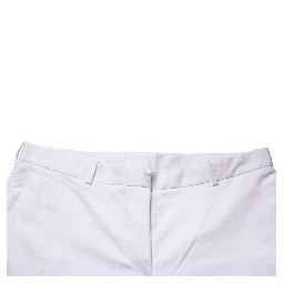 White Mid Waist Straight Chino Women Trouser Pants